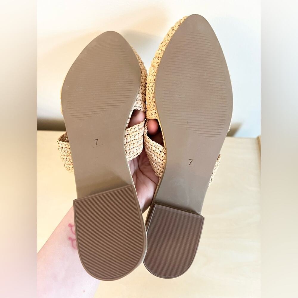 Marea by Liz joy NWOB round toe straw knit slides sandals minimalist neutral - Picture 6 of 7